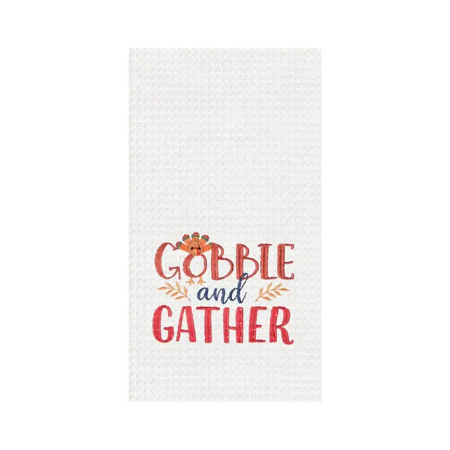 C&F Home Gobble & Gather Embroidered & Waffle Weave Kitchen Towel
