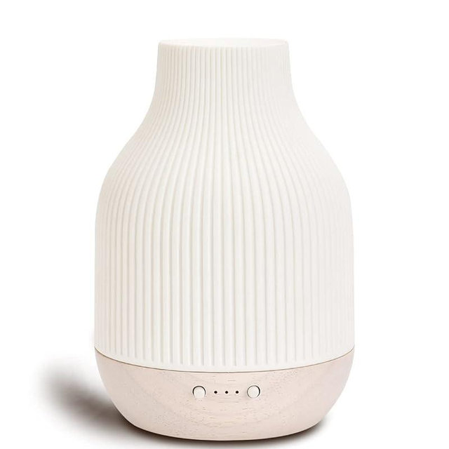 SOICARE Elegant Ceramic Diffuser for Essential Oils with Solid Wood Base,Stone Aromatherapy Essential Oil Diffusers for Home Office Room Decor Gift (180ML)