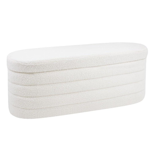 GLAXYFUR Storage Ottoman Bench, 43 Inch Upholstered Entryway Shoe Seat, End of Bed Stool Blanket Chest for Living Room, Hallway, Sherpa White