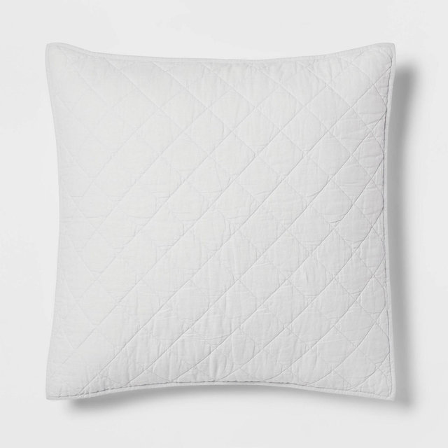 Euro Diamond Stitch Cotton Linen Quilt Sham Light Gray - Threshold™: OEKO-TEX Certified, Woven Texture, No Flange Design