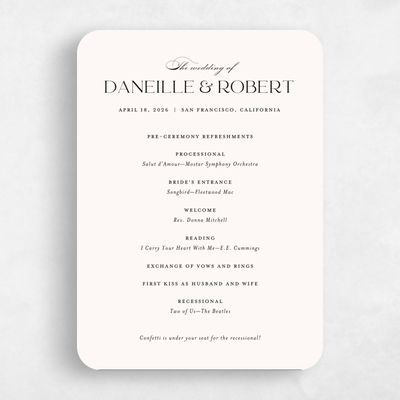 Beige Rounded Wedding Program - Hilltone