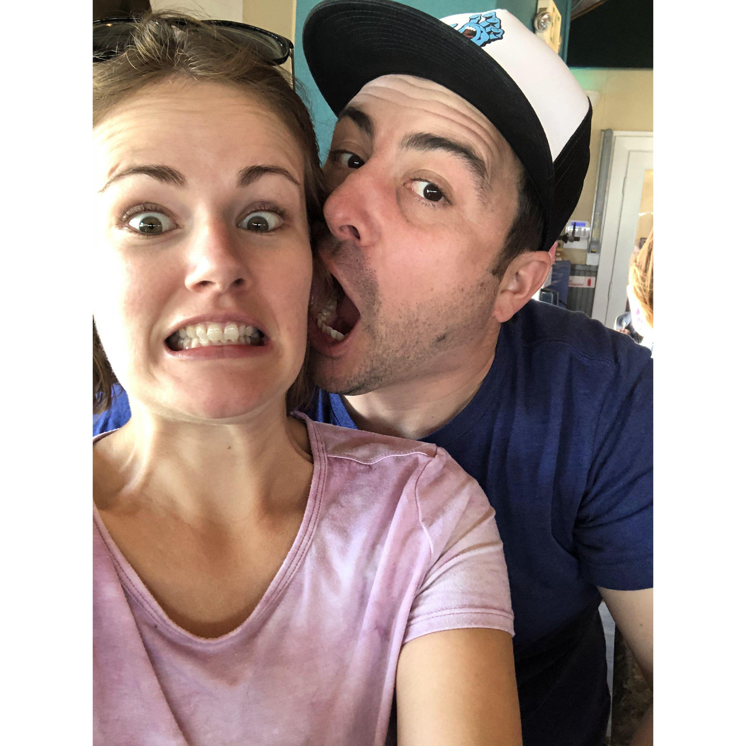 Feeling goofy on our first trip to Monterey together