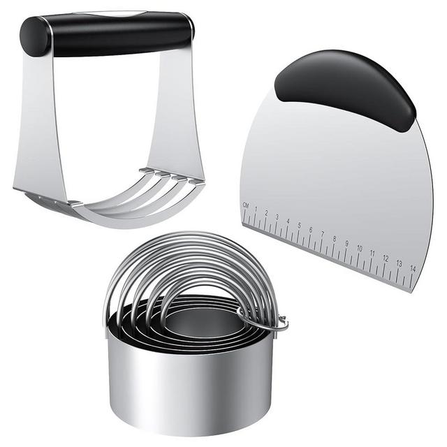 Frapkom Biscuit Cutter Set, Dough Blender, Pastry Cutter, Biscuit Cutter, Dough Cutter,Pastry Cutter Set, Round Sifter,Baking Dough Tools for Cooking Cookies (3 Pcs/Set)