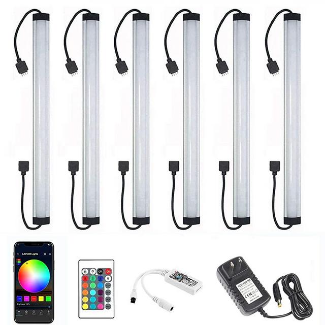 LAIFUNI Under Cabinet LED Lighting - Dimmable Under Counter Lights, WiFi Smart Controlled,RGB,12 Inch, Multicolor Lamps with Remote Control and Compatible with Alexa (6 Pack)