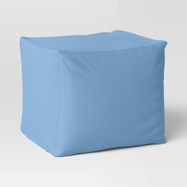 18"x15" Outdoor Patio Pouf Quilted Blue - Room Essentials™