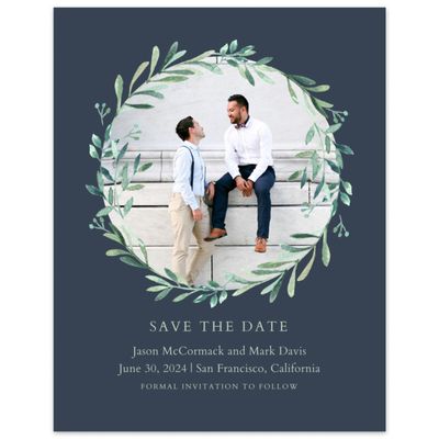 Grayed Navy, Grey Wedding Digital Save the Date - Eastwick Wreath