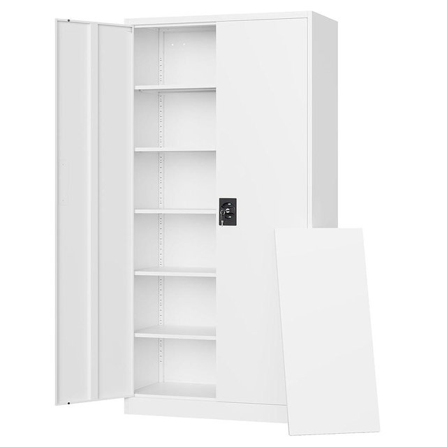 Letaya Metal Garage Storage Cabinets with Lock Door and Adjustable Shelves, Steel Tool Cabinets for Home,Office,Warehouse Organisieren (White, 71" H)