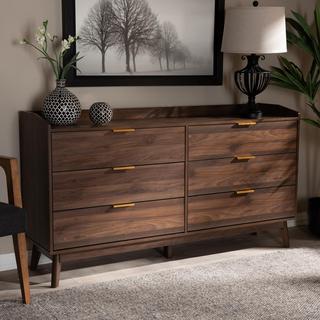 Lena Mid-Century Modern Finished 6-Drawer Wood Dresser