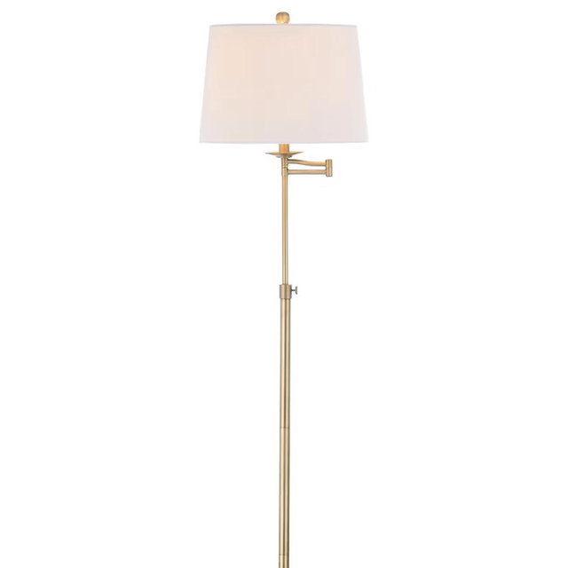 SAFAVIEH Lighting Collection Nadia Traditional Farmhouse Swivel Swing Arm Gold 64-inch Adjustable Height Living Room Bedroom Home Office Standing Floor Lamp (LED Bulb Included)