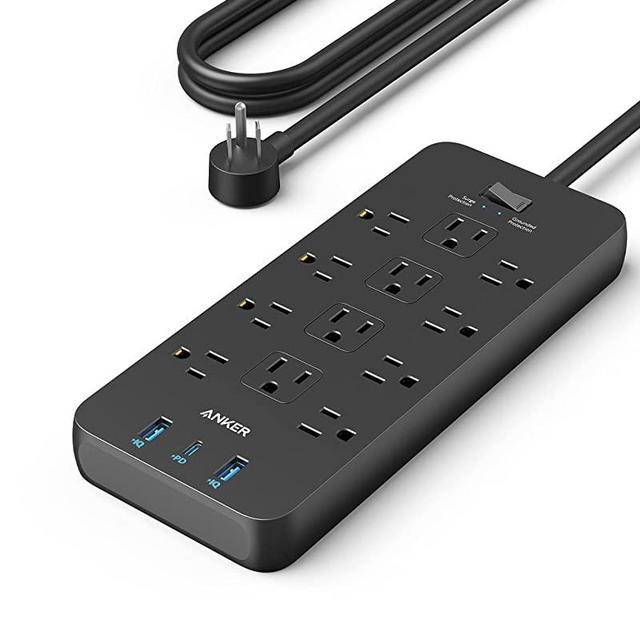 Anker Power Strip Surge Protector (2100J), 12 Outlets with 2 USB A and 1 USB C Port for Multiple Devices, 5ft Extension Cord, 20W Power Delivery Charging for Home, Office, Dorm Essential, TUV Listed