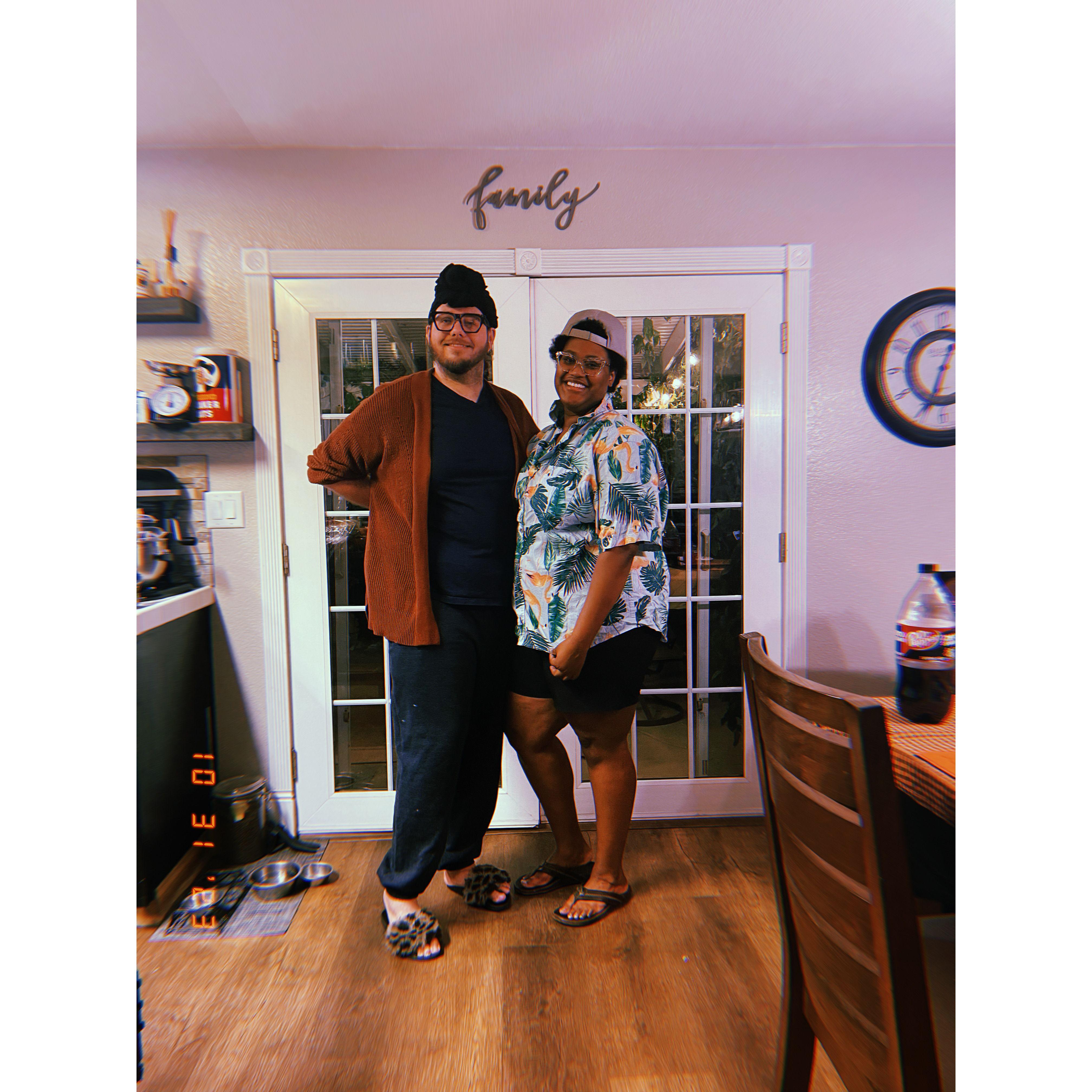 Our first Halloween together in 2023! We decided to dress up as each other at the last minute 😂