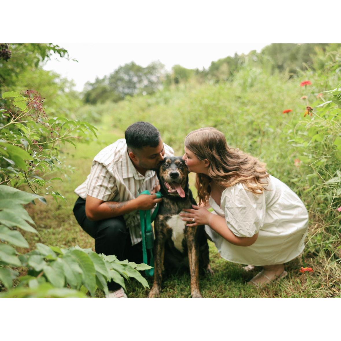 We couldn't take engagement pictures without our best girl, Maggie