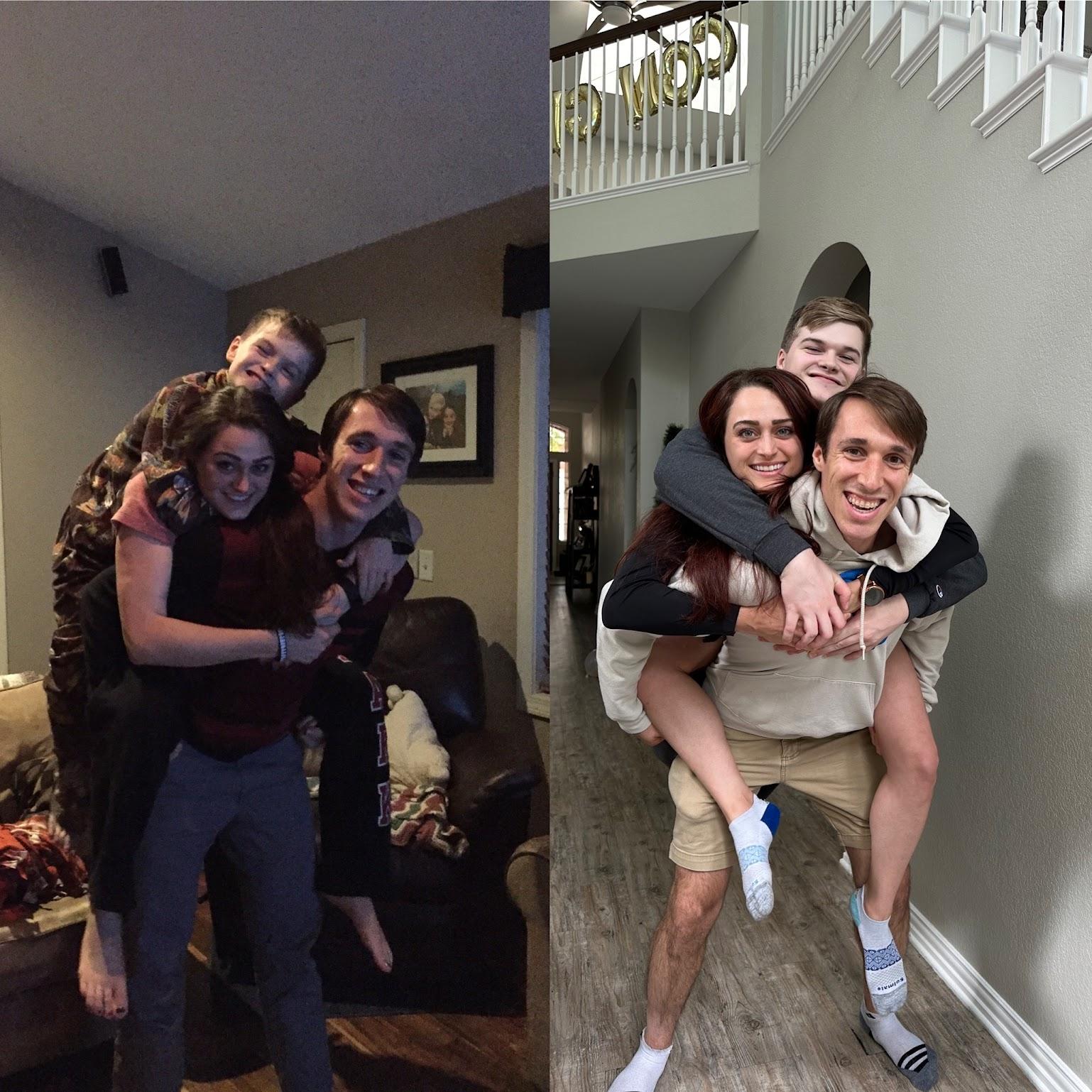 Nick's first time meeting Jenn's family versus attending Matthew's high school graduation 10 years later.