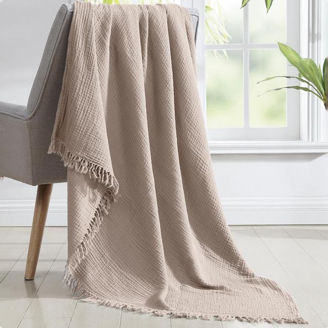 Modern Threads Light Weight Reversible 100% Cotton Gauze Throw, Birch
