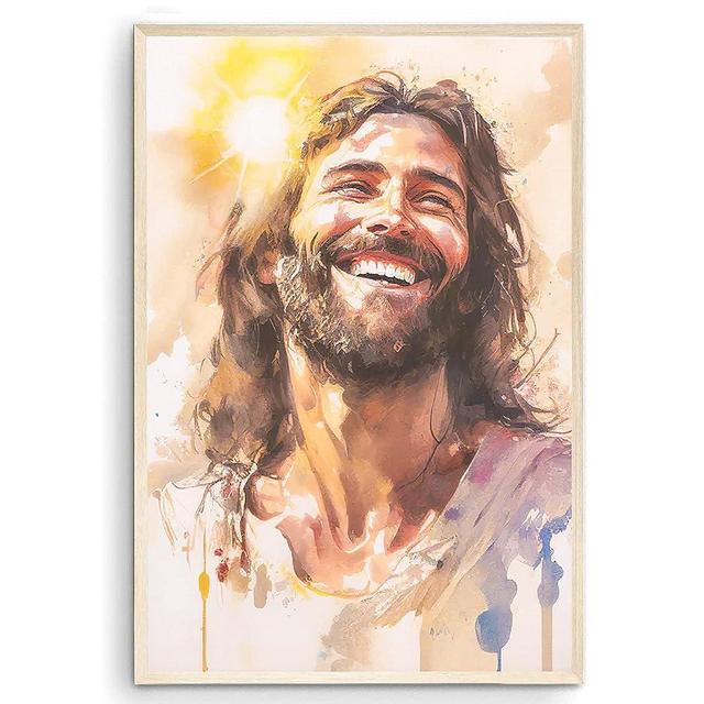 Laughing Christ, Christ's Smile, Jesus Portrait, Picture of Jesus Laughing, Picture of Jesus Christ for Wall, Jesus Wall Art, Jesus Picture, Picture Watercolor of Jesus, Home Decor (UNFRAMED)