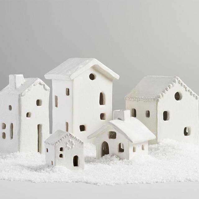 Ceramic Houses, Ivory, S/5