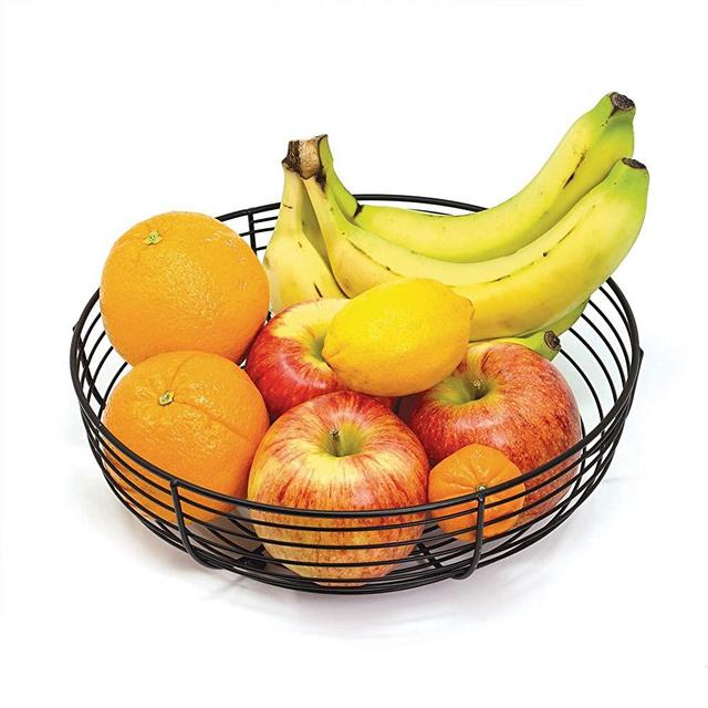 CAXXA Countertop Fruit Bowl, Wire Basket for Fruits, Breads, Vegetables,Snacks, BLACK