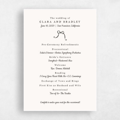 Beige Wedding Program - Camarine