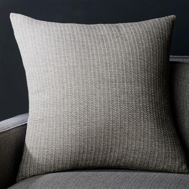 Liano 23" Grey Monochrome Pillow with Feather-Down Insert
