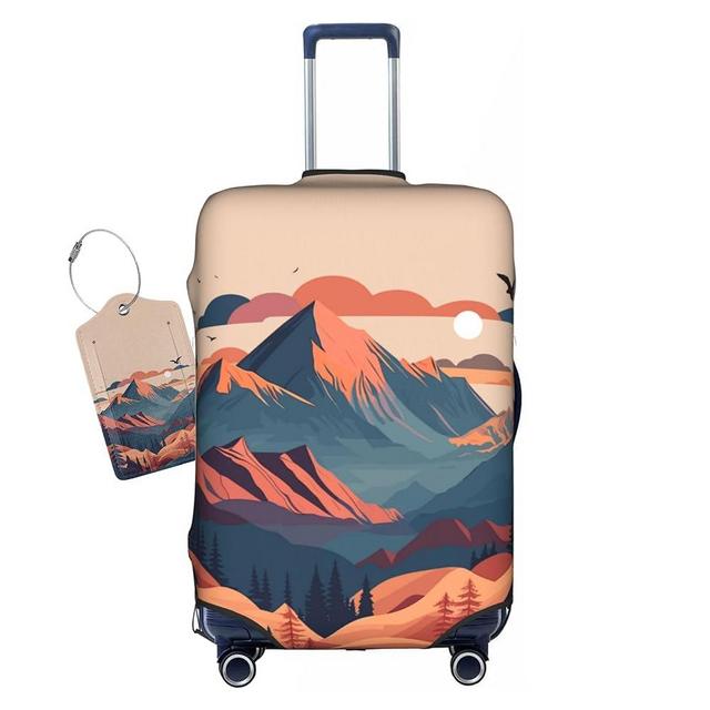 Vridoyt Sunset Mountain Scenery Luggage Cover Washable Suitcase Protector, Luggage Tag Travel Birthday Gifts For Men Women (S 18-21 Inch Luggage)