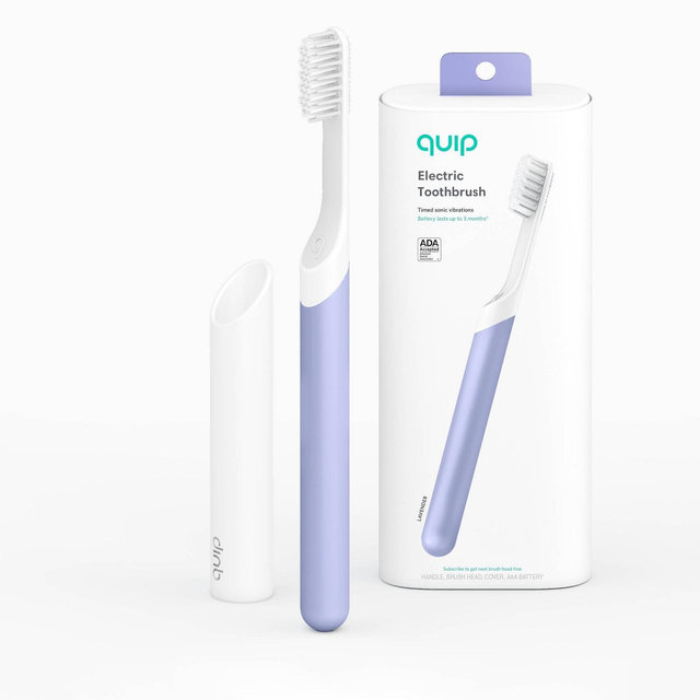 quip Sonic Plastic Electric Toothbrush with Timer & Travel Case/Mount - Lavender