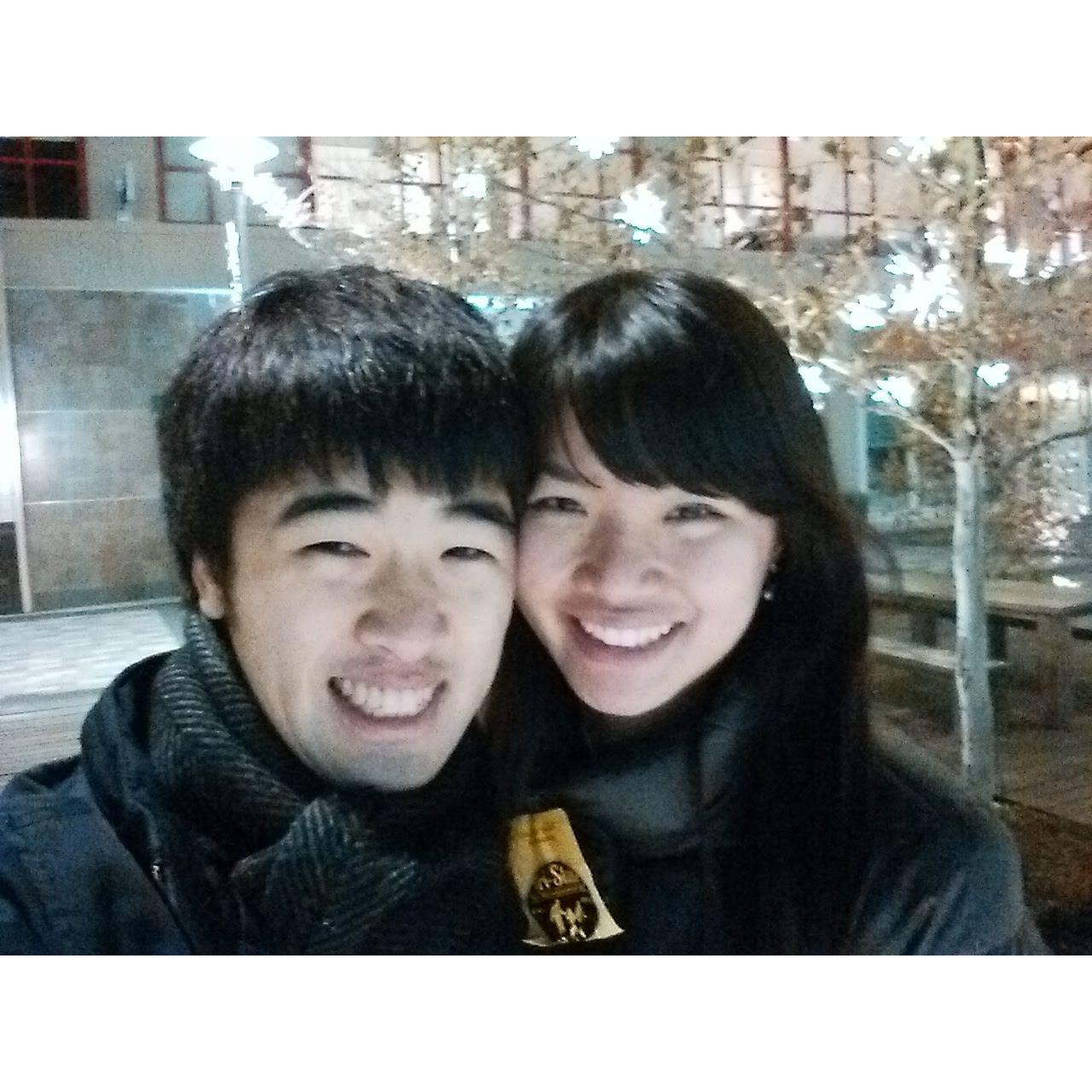 Our first-time ice skating together! Though it was cold, we beared the cold together at the Pentagon Row ice rink in DC.