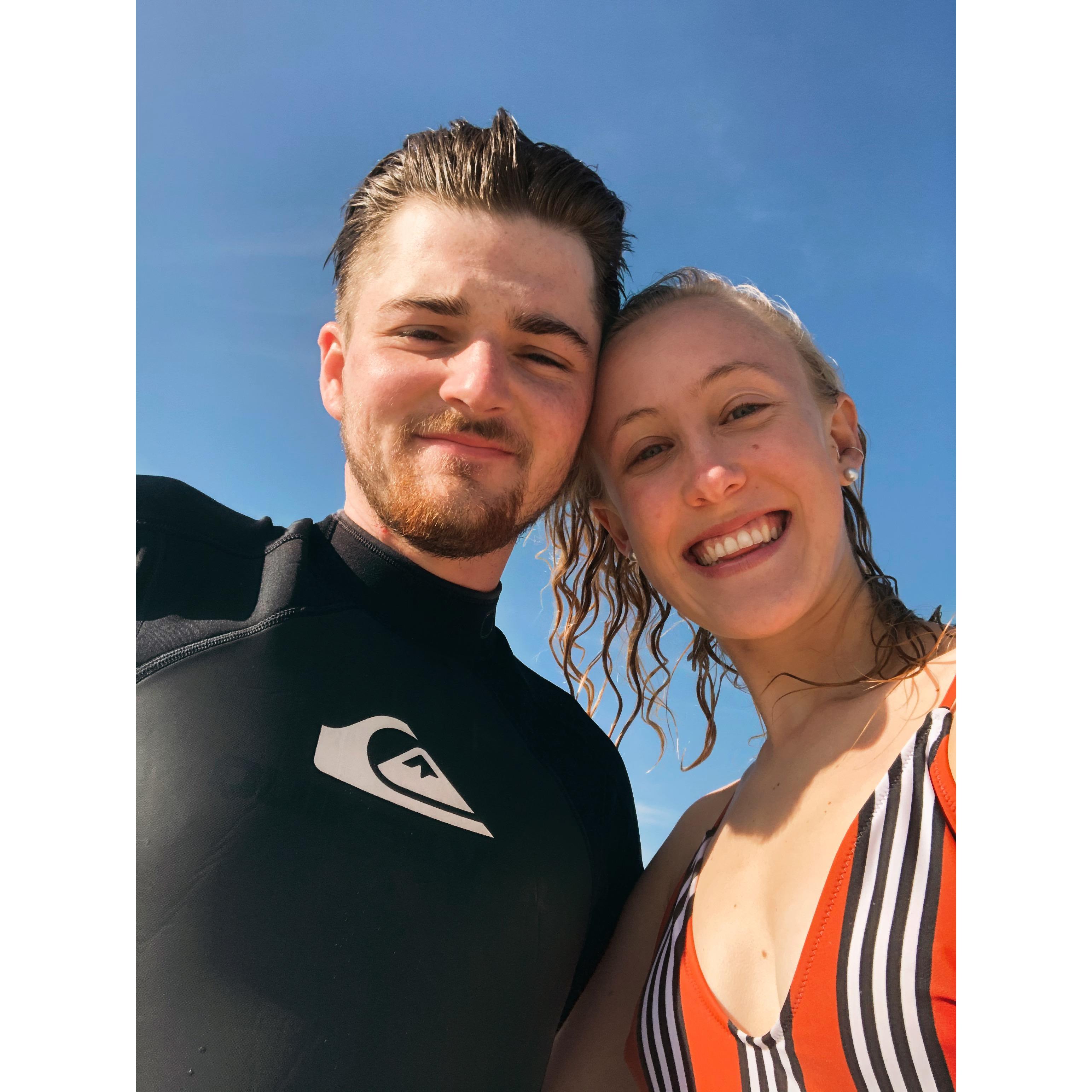 Hannah taught Liam how to surf this spring during the COVID19 lockdown!