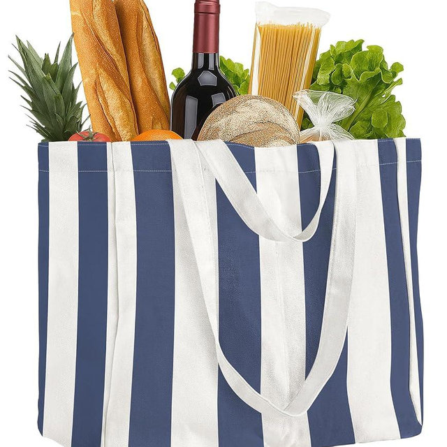 Miss Adola Extra Large Canvas Grocery Tote Bag - Reusable Washable Shopping Shoulder Bag with Inner Pockets & Handle Straps