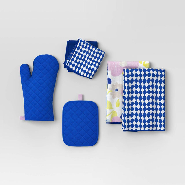 6pc Kitchen Textile Set Blue/Purple - Room Essentials™