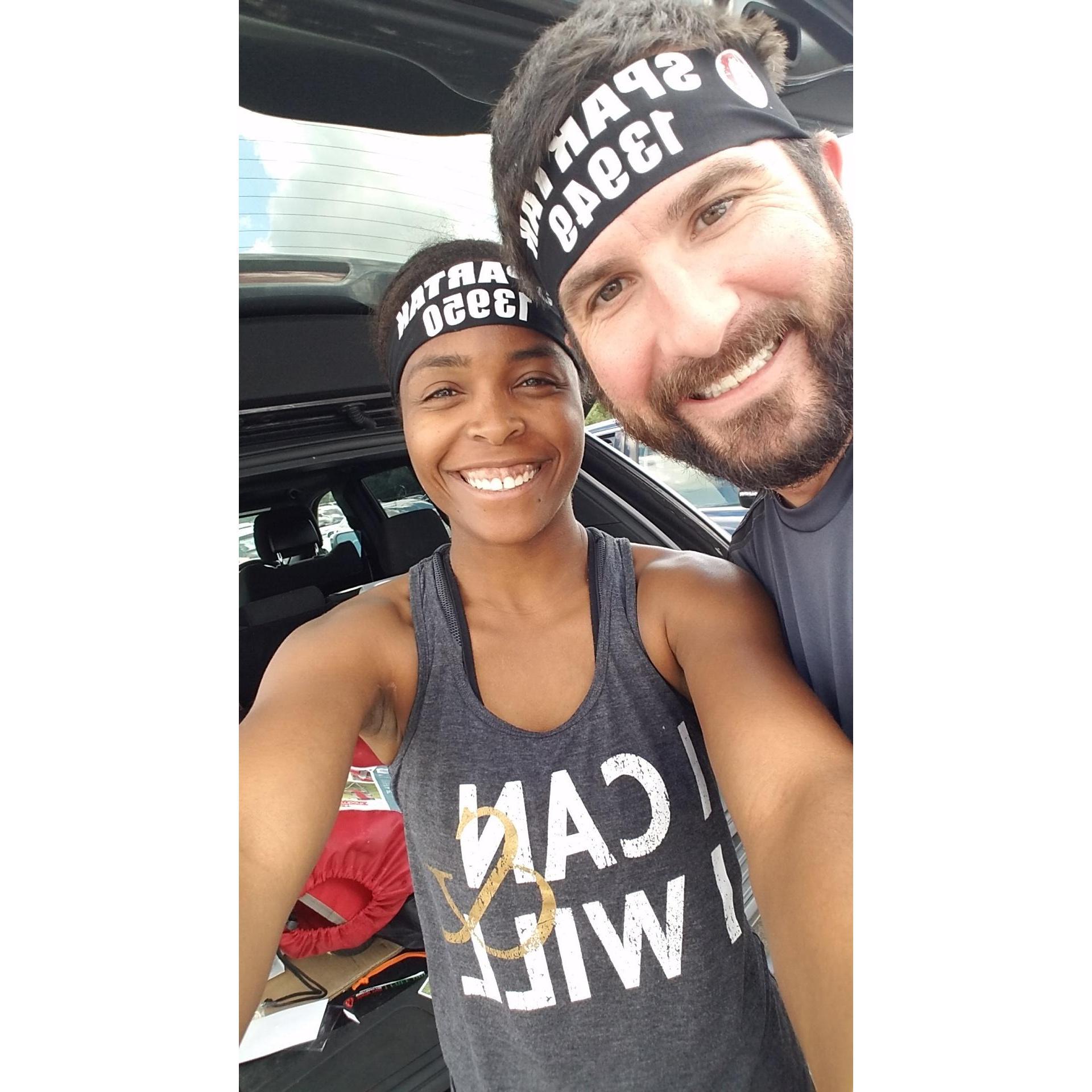 The first Spartan race we ran together, 4.2 miles!