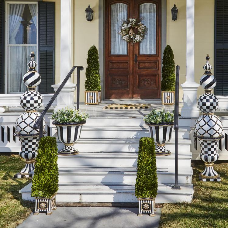 MacKenzie-Childs, Courtly Check Pedestal Stripe Urn | Zola