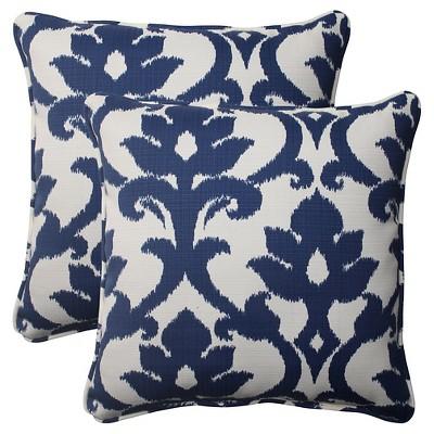 Product description page - Outdoor 2-Piece Square Toss Pillow Set - Blue/White Damask
