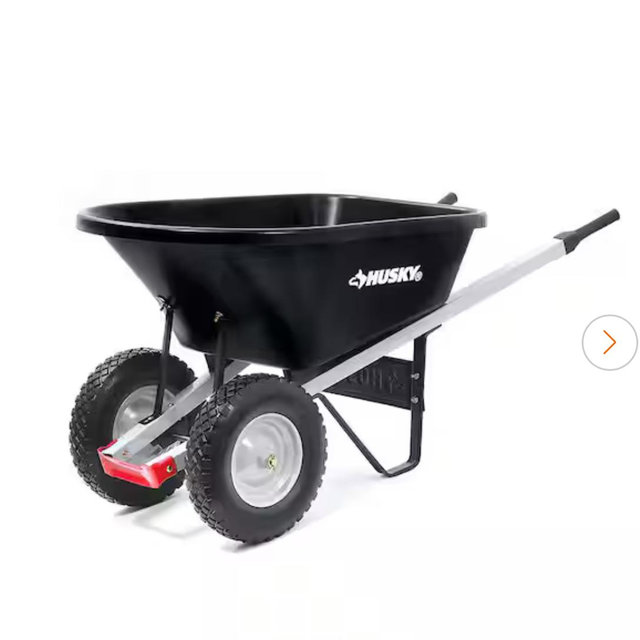 Husky 6 cu. ft. Dual-Wheel, Poly Wheelbarrow with 8 in. Flat-Free Tires 6CUwheelbarrow