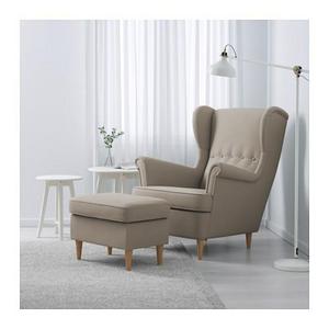 STRANDMON				Wing chair, Skiftebo light beige $279.00