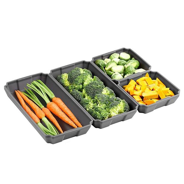 Silicone Sheet Pan Set, XOMOO 4PCS Nonstick Silicone Dividers for Baking Trays, Baking Pan Dividers with Ribbed Bottom, Baking Cooking Accessories for Oven Dinner Prep, Dishwasher Safe Air Fryer Safe