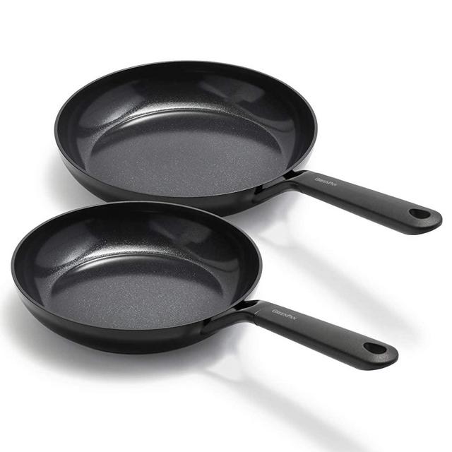 GreenPan SmartShape Healthy Ceramic Nonstick Black Frying Pan Set, 9.5" and 11"