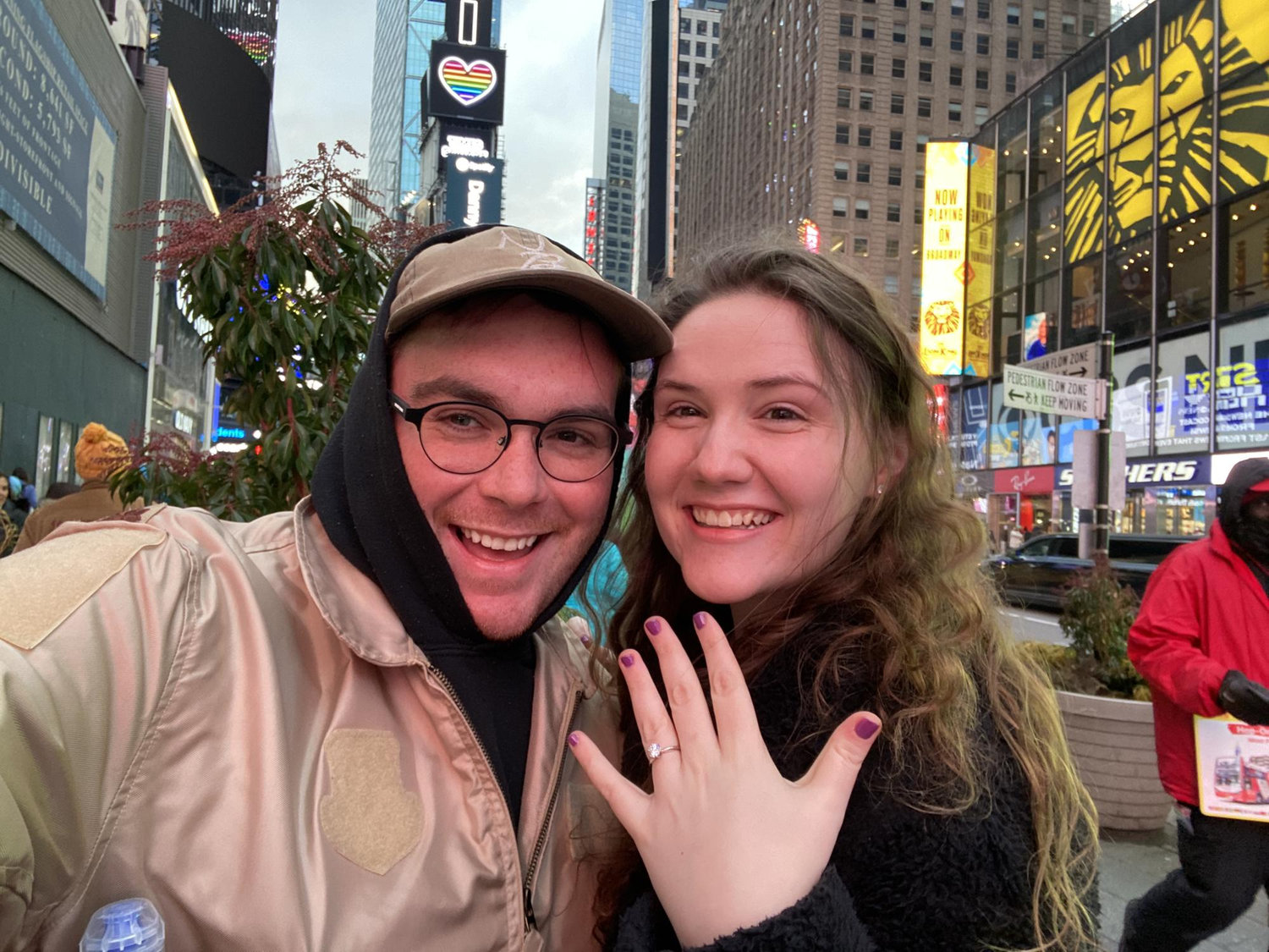 another selfie in Times Square but now with a ring on it ;)