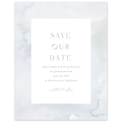 Gray, Grey Wedding Digital Save the Date - Beaux-Arts Portrait