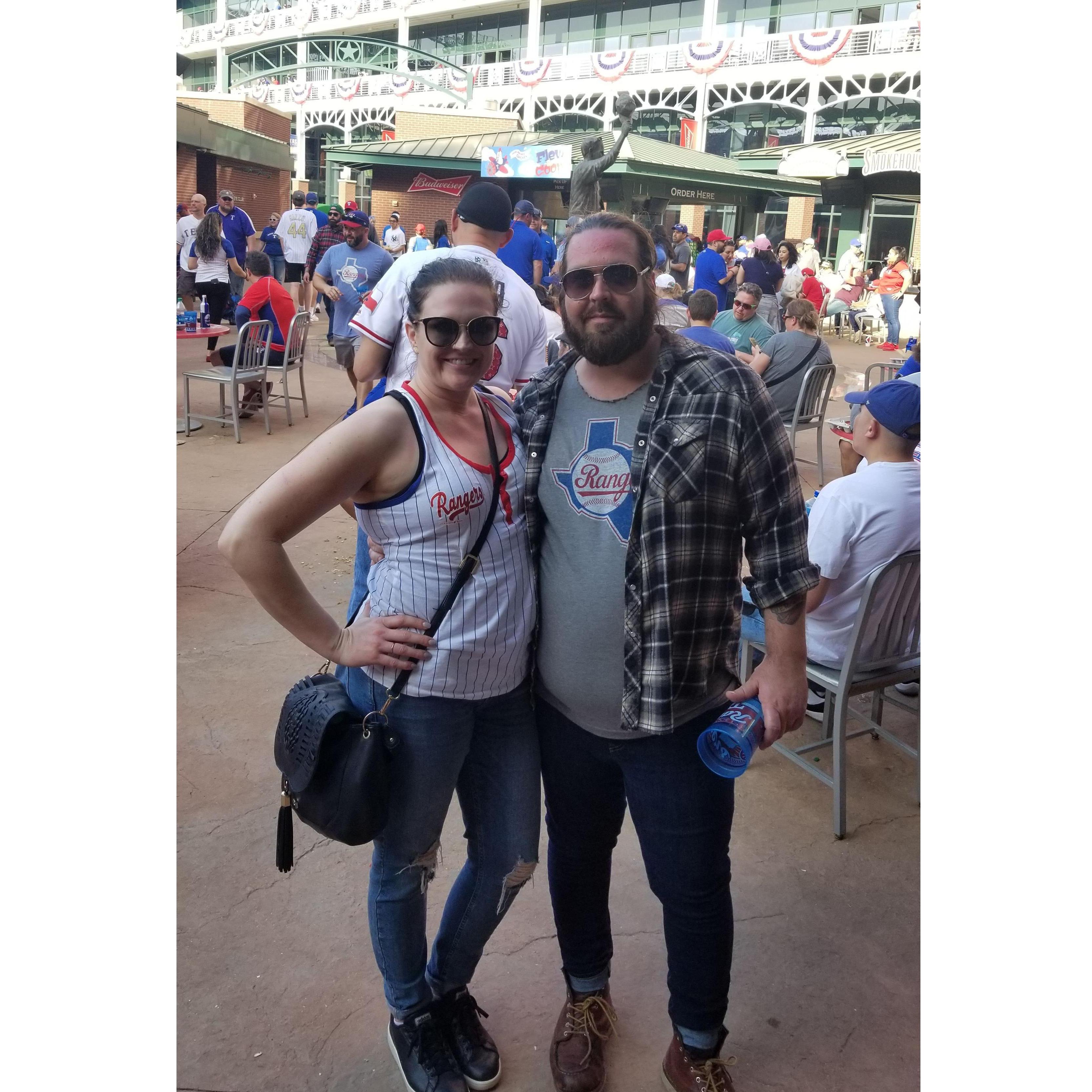 The last Opening Day at the current Rangers ballpark, and our first Opening Day together!