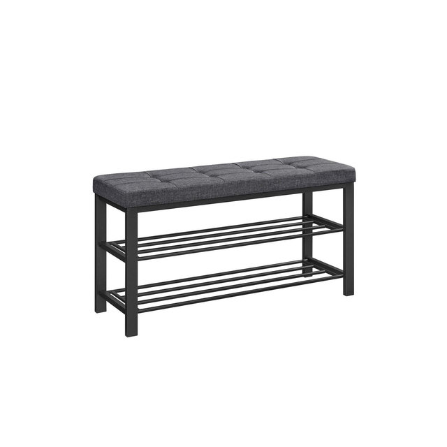 SONGMICS 3-Tier Shoe Bench - Entryway Shoe Rack with Foam Padded Seat, Linen, Metal Frame - Ideal for Living Room and Hallway