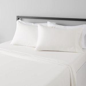 Amazon Basics Lightweight Super Soft, Wrinkle-Free, Breathable Microfiber 4 Piece Bed Sheet Set with 14-Inch Deep Pockets, Queen, Cream, Solid