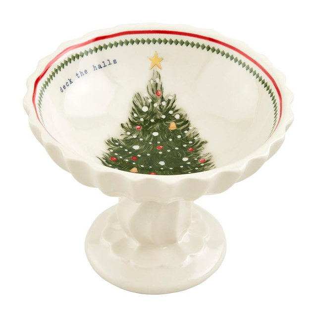 Mud Pie Vintage Christmas Candy Dish, 4 1/2" x 5 1/2" dia, Tree