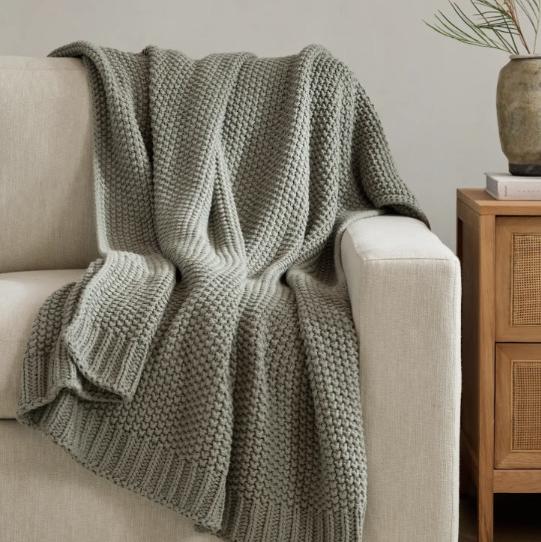 Cotton Fisherman Throw - Dried Sage