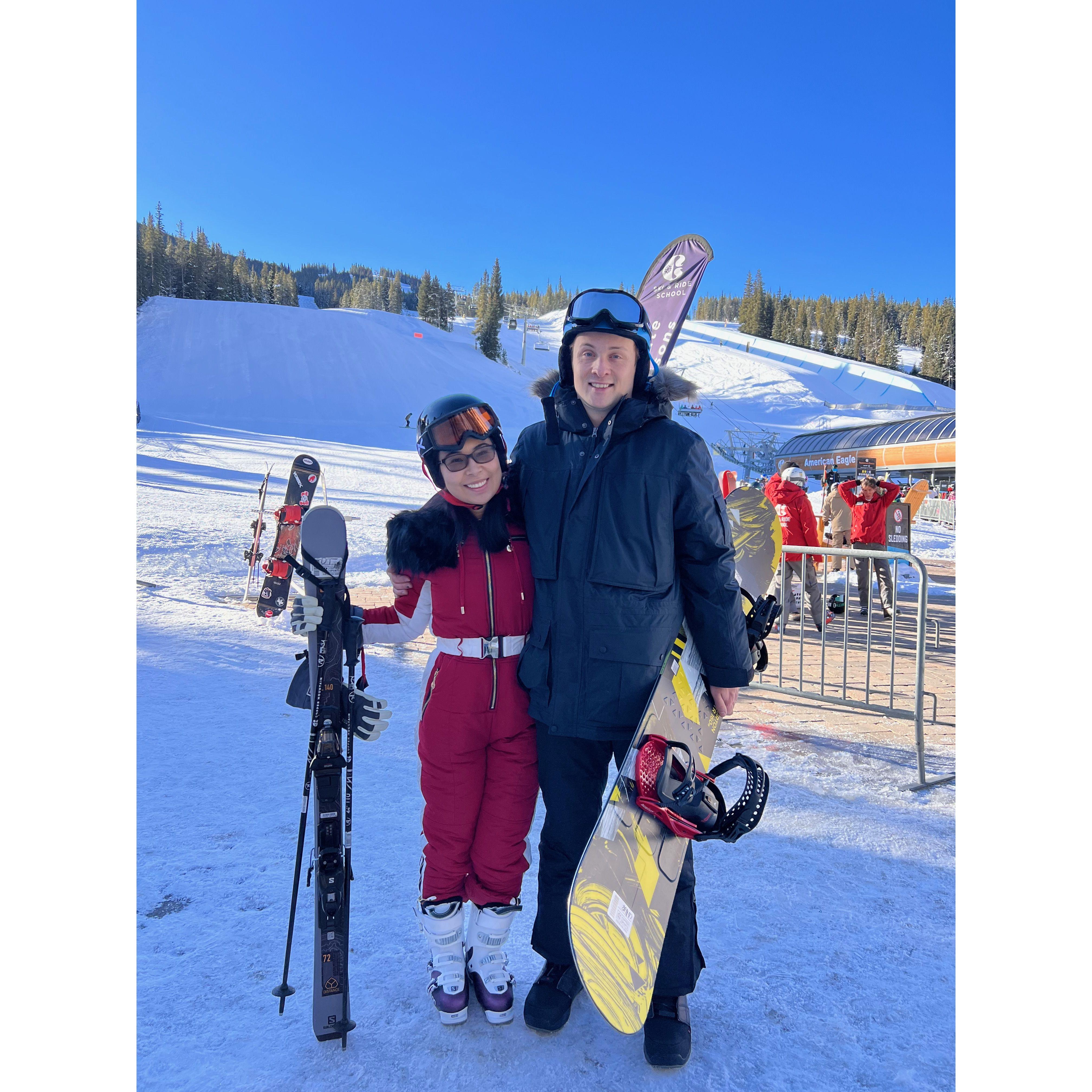 They then went to try out Diana's favorite slope. 冬天时，他们追风翱翔，感谢大自然给予的自由和快乐。