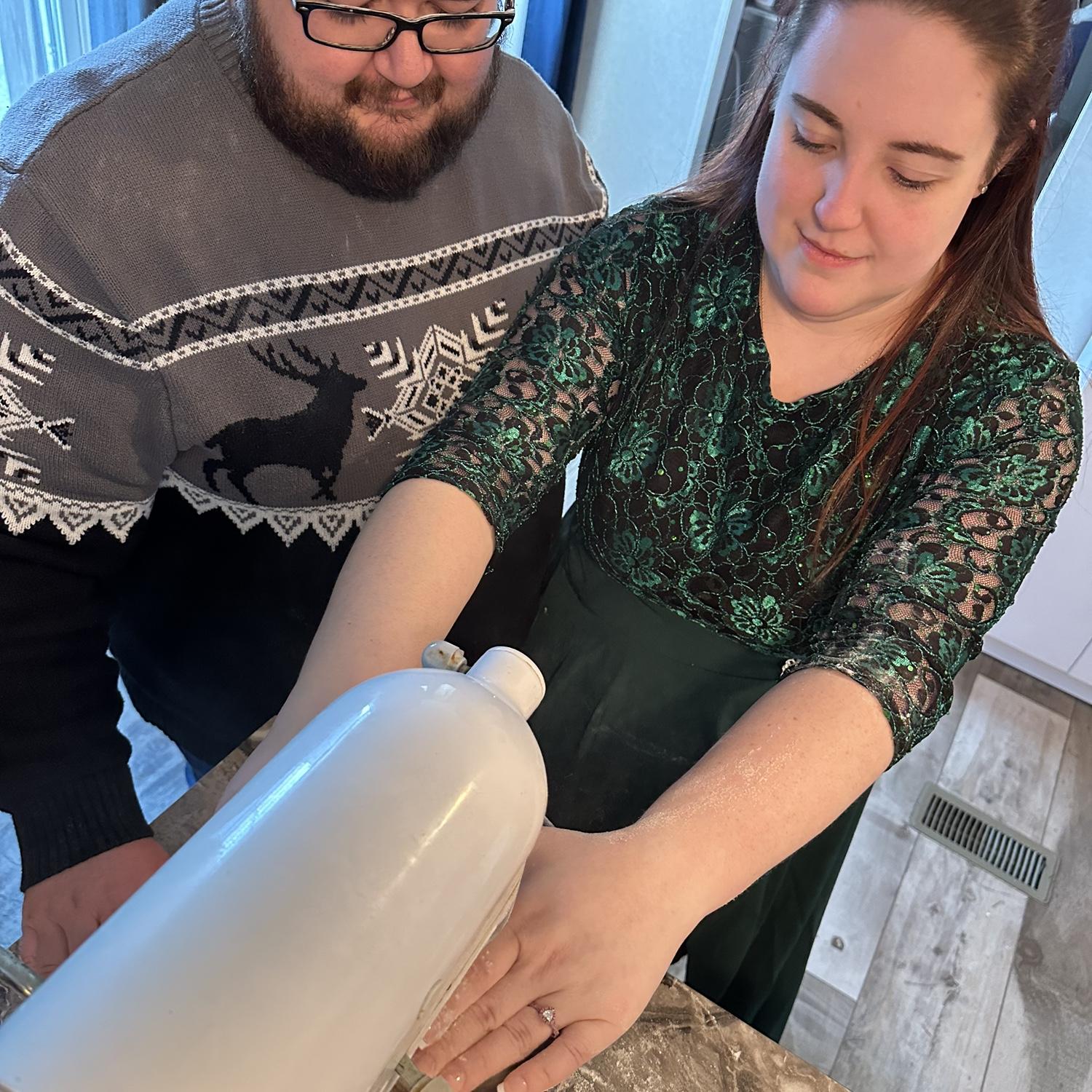 Candid (mostly) engagement photos while making Christmas cookies!
