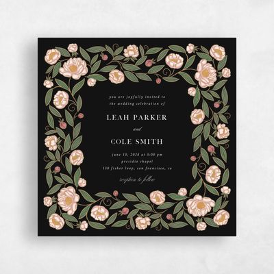 Black Wedding Invitation - Beatrice Square