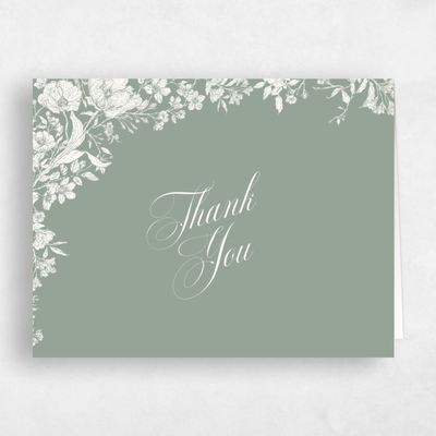 Green Floral Wedding Thank You - Heloise Landscape