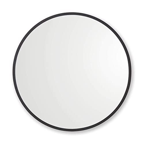 Better Bevel 30” x 30” Black Rubber Framed Round Mirror