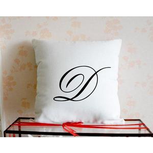 Initial Pillow - White Cover - Slate Gray Initial "W"