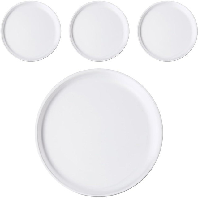 Enjamyo 4 Pcs 6 Inch Ceramic Appetizer Plates, Small Salad Appetizer Dessert Plates, Matte Glaze Plates for Kitchen, Dessert, Pie, Cake, Microwave Dishwasher Oven Safe(white)